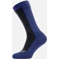 Men's Sealskinz Waterproof Cold Weather Mid Length Sock - Black/Blue - Size: 9 - 11 uk